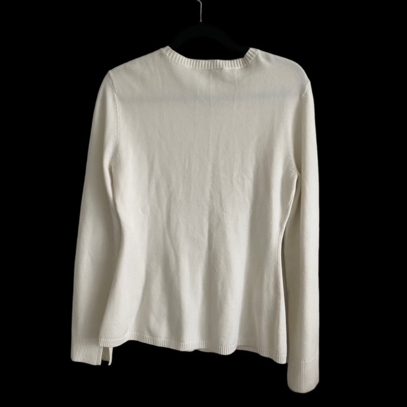 BCBGMaxAzria Ribbed Knit White Sweater Stretch Soft Long Sleeves Size L - Picture 2 of 9